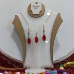 نیم ست نقره نگین مارکیز بادامی قرمز - Image 4
