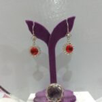 گوشواره نقره آویز قرمز طرح گیشنیزک - Image 4