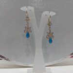 گوشواره نقره شبکه کاری اصفهان نگین اشکی آبی آویز لاله - Image 4