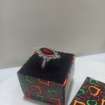 انگشتر نقره ملیله کاری اصفهان نگین بادامی قرمز - Image 3