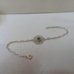دستبند نقره ملیله اصفهان نگین آبی - Image 3